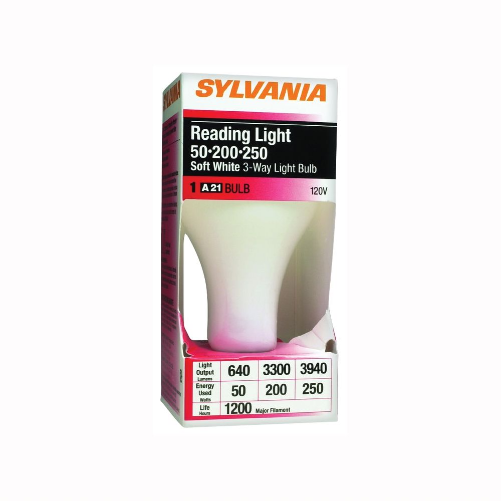 Sylvania 19404 Incandescent Lamp, 50/200/250 W, A21 Lamp, Medium
