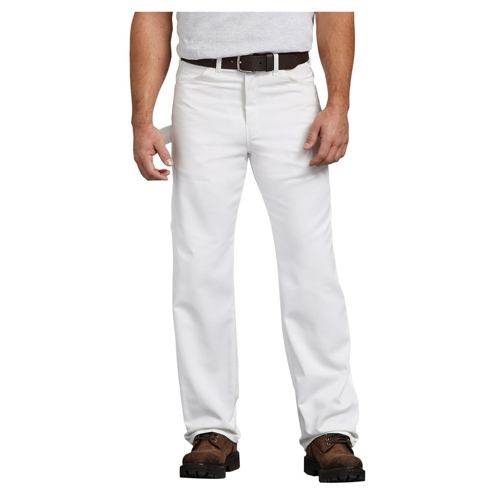 Dickies WP820-WH-34X34 Painter Pants, 34 in, 34 in Inseam, White