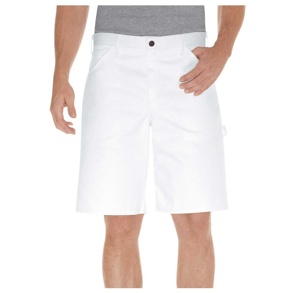Dickies DX400WH 34 Painter''s Shorts, 34 in, Cotton, White at