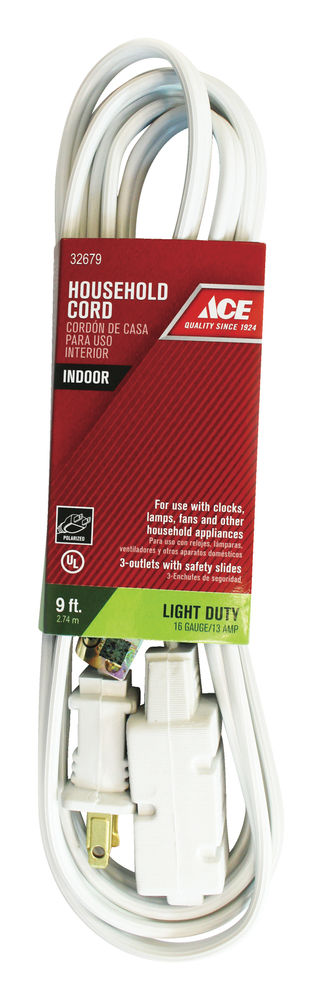 Cord Extn16/2Spt-2 9'White at Family Hardware | Indoor Extension Cords