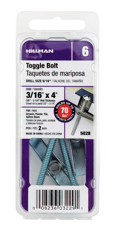 Toggle Bolt 3/16X4 Cd2 at Family Hardware | Hollow Wall