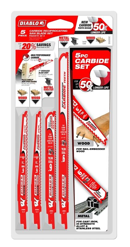 Diablo DS005SC Carbide Reciprocating Saw Blade Set 5pc at Central