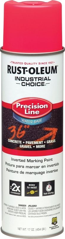 RUST-OLEUM 1861838 Fluorescent Pink Marking Paint – 17-Ounce Precision Spray For Concrete, Pavement, Grass, And Underground Utility Marking