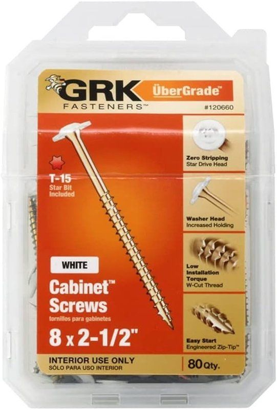 GRK 120660 8X2-1/2-IN Cabinet Screw Washer Head,Star Drive at