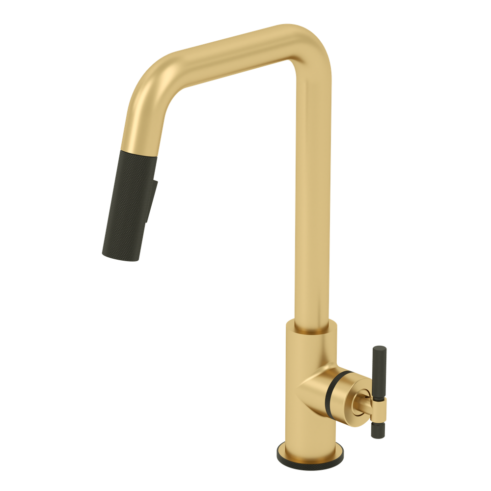 Shop Tenzo, SingleHandle Kitchen Faucet Bellacio Brushed Gold / Matte Black at Downtown Bath