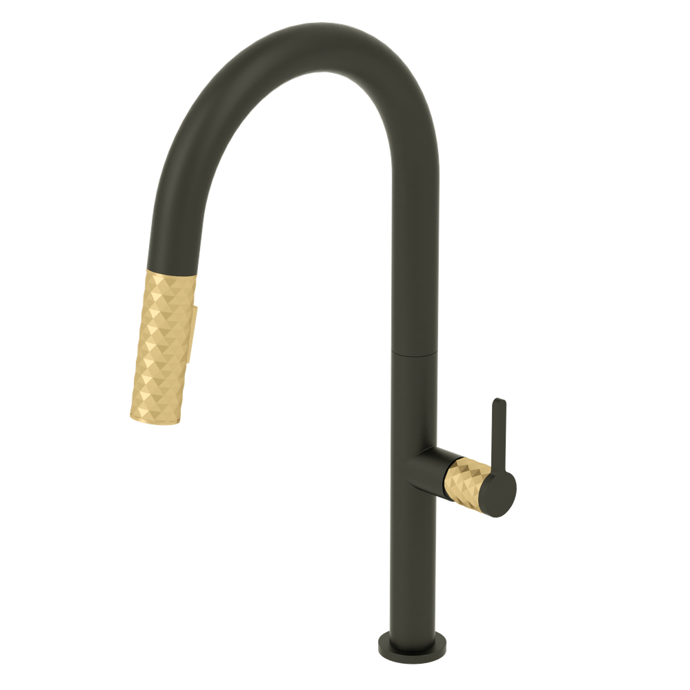 Shop Tenzo, SingleHandle Kitchen Faucet Calozy Matte Black / Brushed