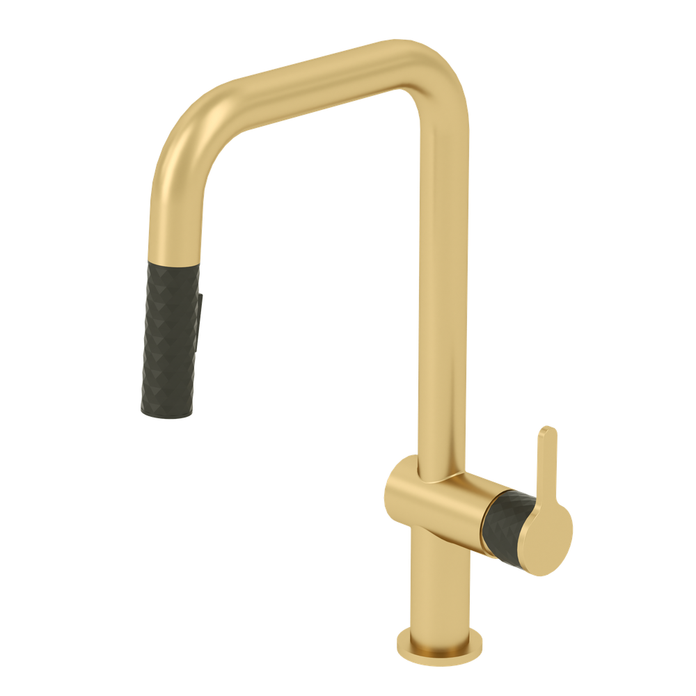Shop Tenzo, SingleHandle Kitchen Faucet Calozy Brushed Gold / Matte