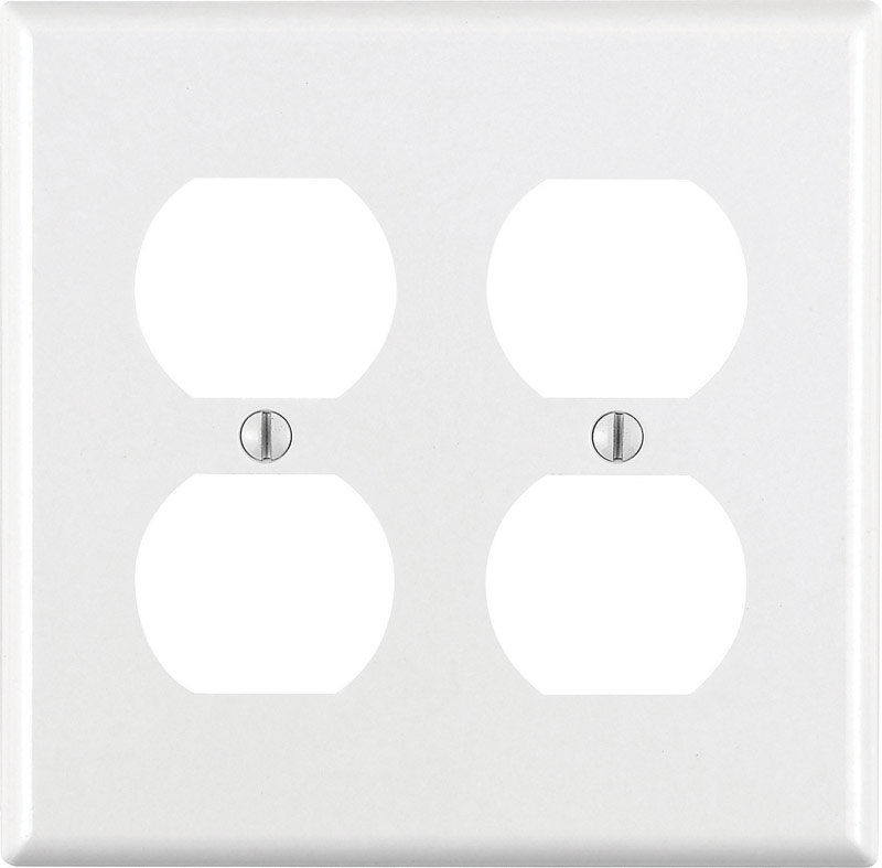 Shop Leviton White 2Gang Thermoset Plastic Duplex Outlet Wall Plate, 1