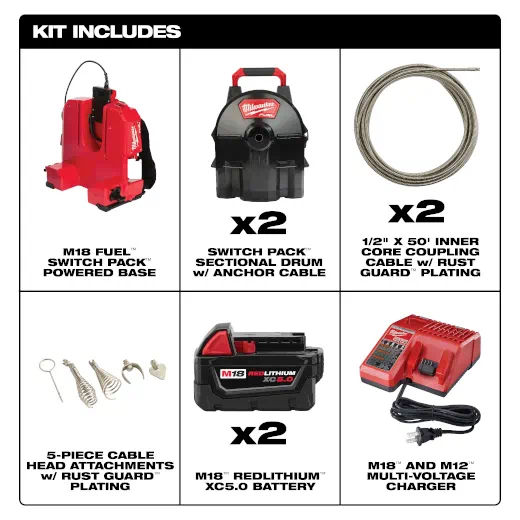 Milwaukee 2775C-222 M18 Fuel Switch Pack Sectional Drum System Kit