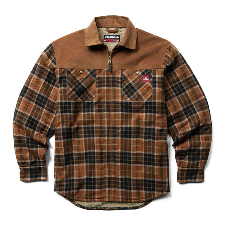 Wolverine Men's Marshall II Sherpa Lined Zip Pecan Shirt Jacket