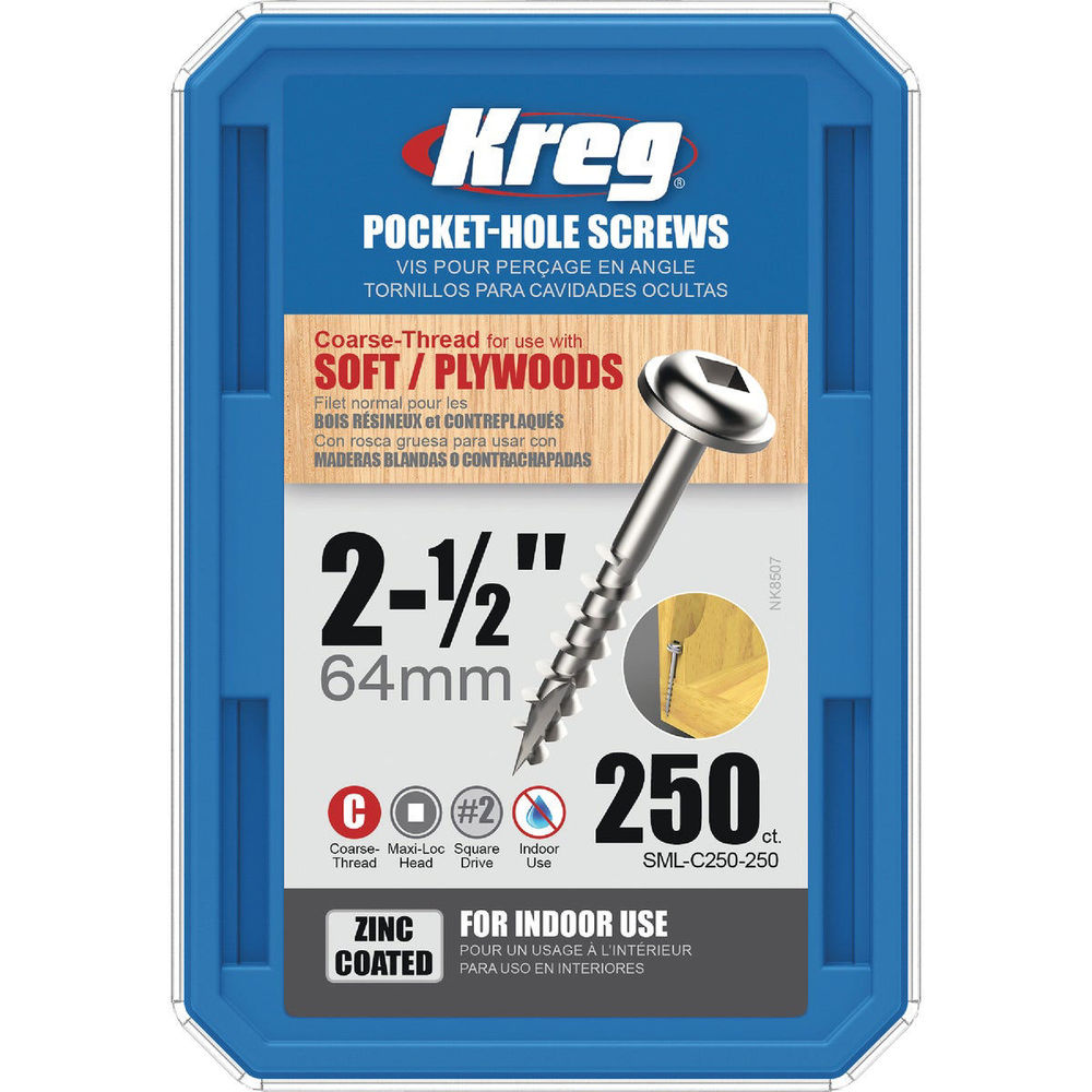 Kreg #8 2-1/2 in. Coarse Maxi-Loc Washer Head Zinc Pocket Hole