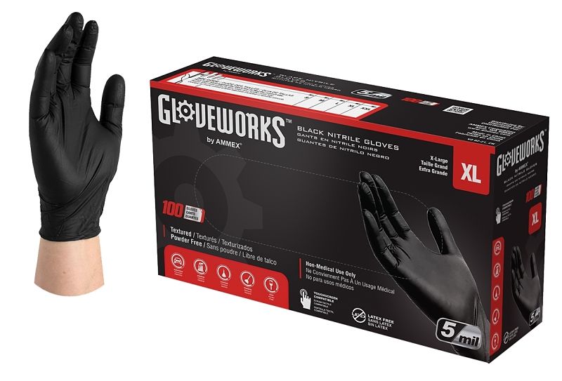 Glove Nitrile Txrd Blk 5Mil Xl at Gabriel Building Supply | Gloves
