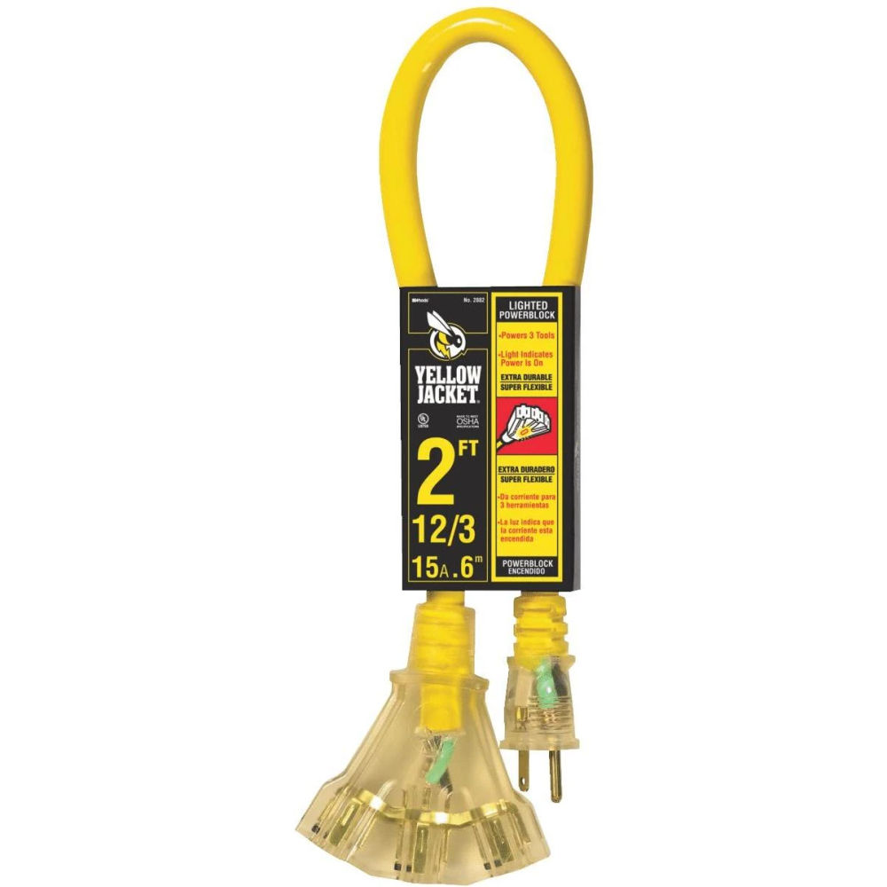 12/3 Yellow Jacket Extension Cord Block 2' at Ashby Lumber
