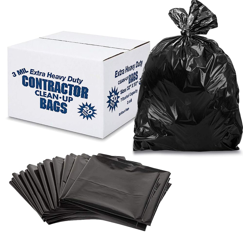 3 Mil 42 Gallon Heavy Duty Contractor Trash Bags 20Pc Emery# 164-0178 ...