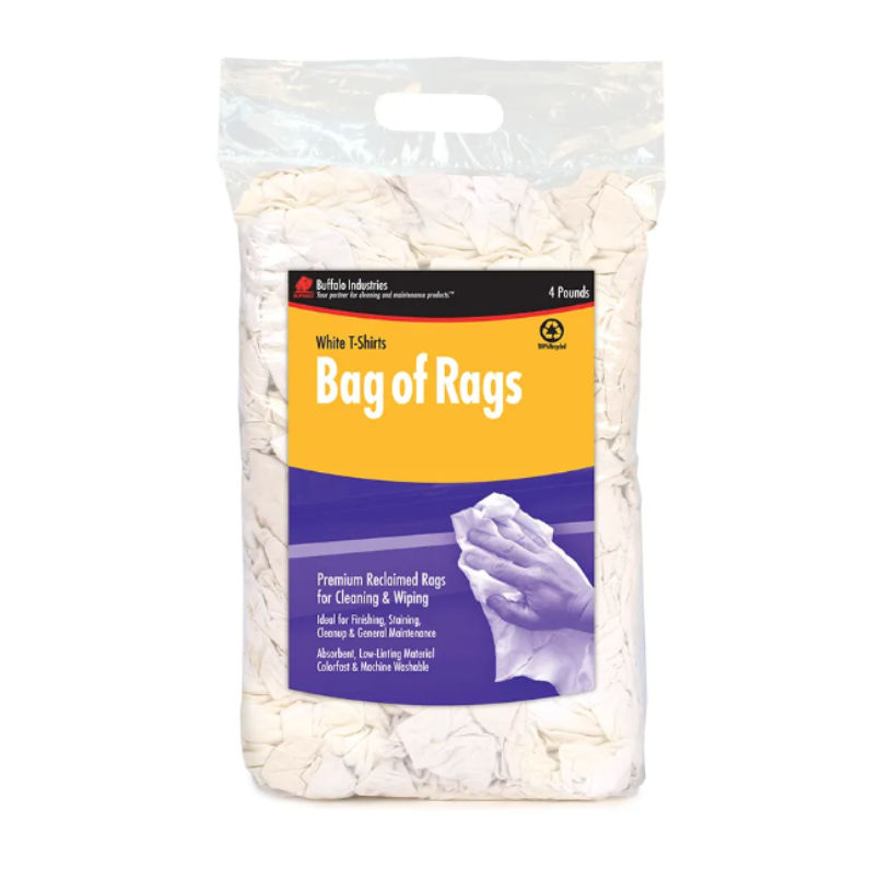 Sam's Rags 4 lbs. Buffalo White T-Shirt Rags Bagged at Moscow & Pullman Building ...