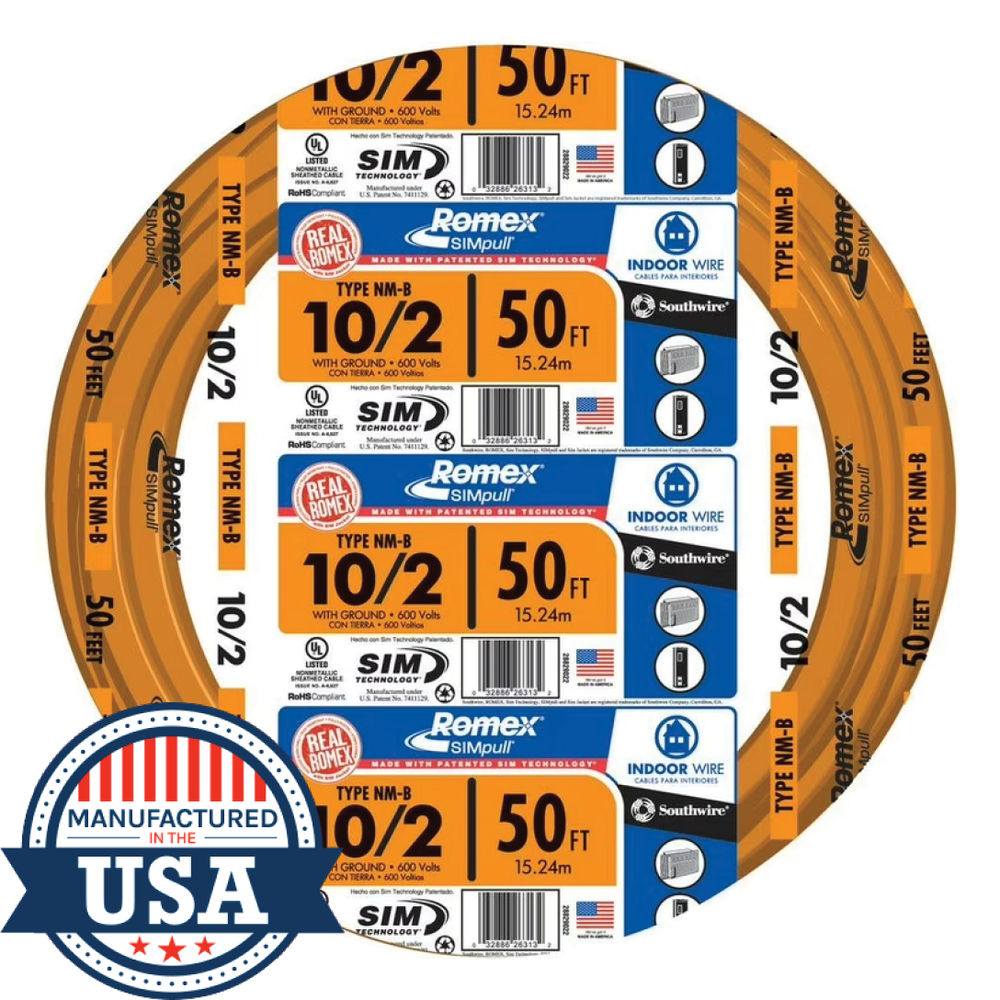 Southwire Romex SIMpull NM-B 10/2 Solid Indoor Wire with Ground 50 ft ...