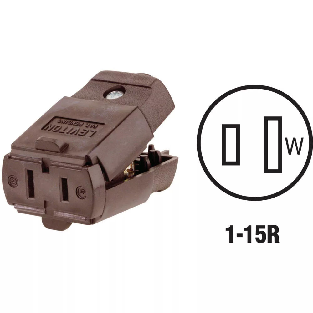Leviton 15A 125V 2-Wire 2-Pole Hinged Cord Connector, Brown at S.W ...