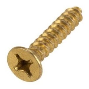 50-Pack #3 X 1 Inch Solid Brass Flat Head Slotted Wood Screws - Plain Finish