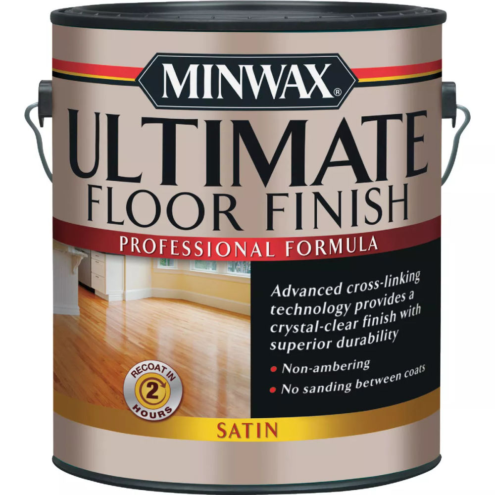 stain wood and water bace polyurethane Minwax ULTIMATE 1 Gallon Satin Water-Based Floor Finish Usage Period:1-time use vitamin b12 route of edges regrowth ins and shelving DIY