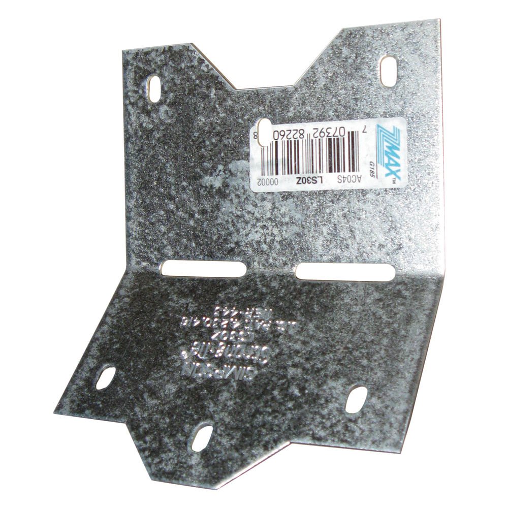 LS Skewable Angle, 3-1/2 in W, 1-1/4 in D, 7-7/8 in H, Steel, ZMAX