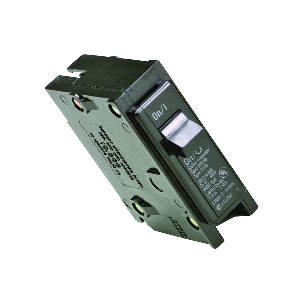 Quick Break Switch Circuit Breaker, Mini, Type BR, 15 A, 1 -Pole, 120/240 V, Plug Mounting ...