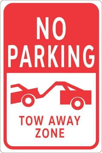 No Parking Tow Away Zone Sign at Discount Builders Supply