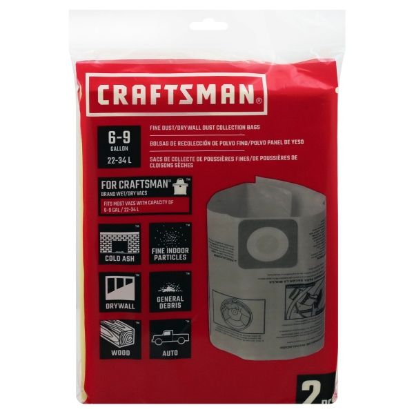 Craftsman Wet/Dry Vacuum Filter Bag 6-9 gal. 2 Pack at Discount
