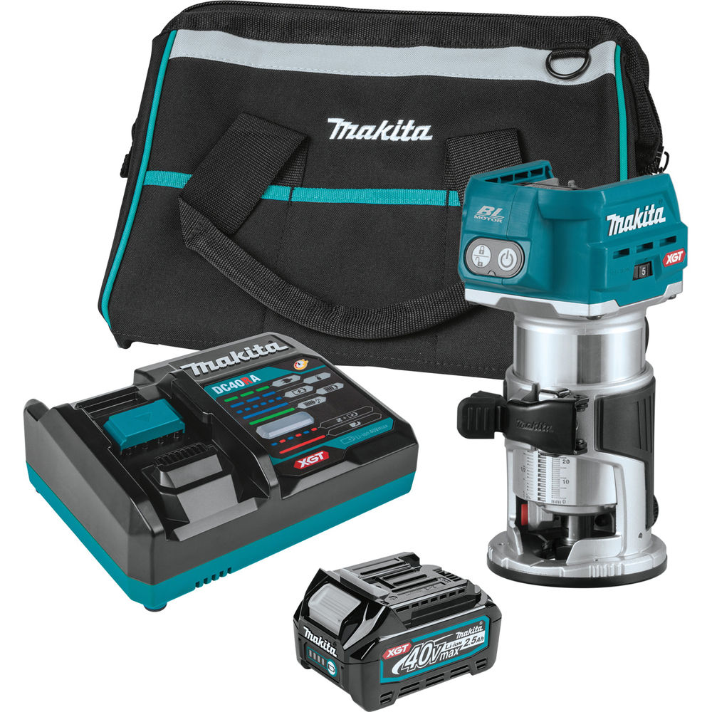 Compact Router Kit, Battery Included, 40 V, 2.5 Ah, 1/4 in Collet at ...