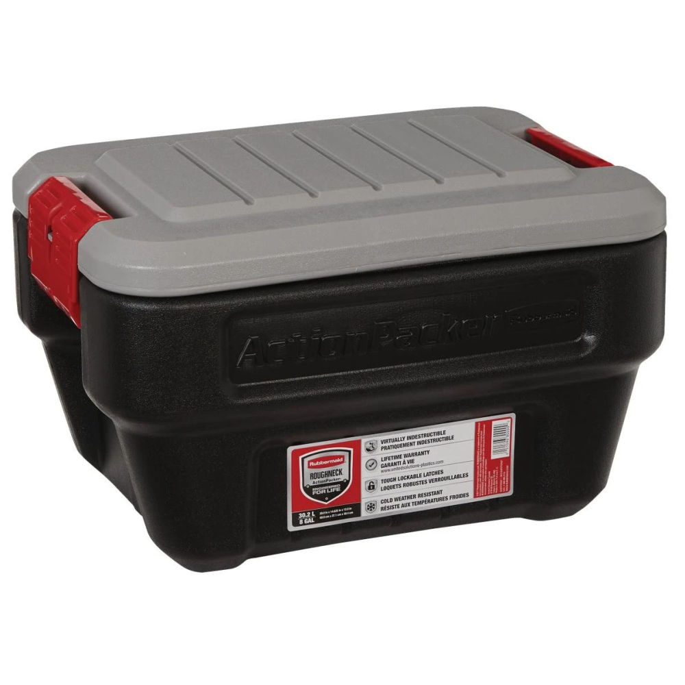 8 Gallon Action Packer Black Storage Tote