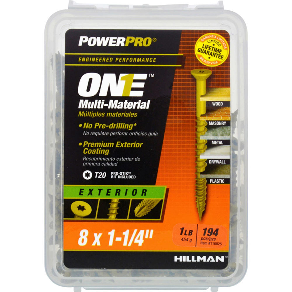 Screw, #8 Thread, 1-1/4 in L, High-Low, Serrated Thread, Flat Head ...