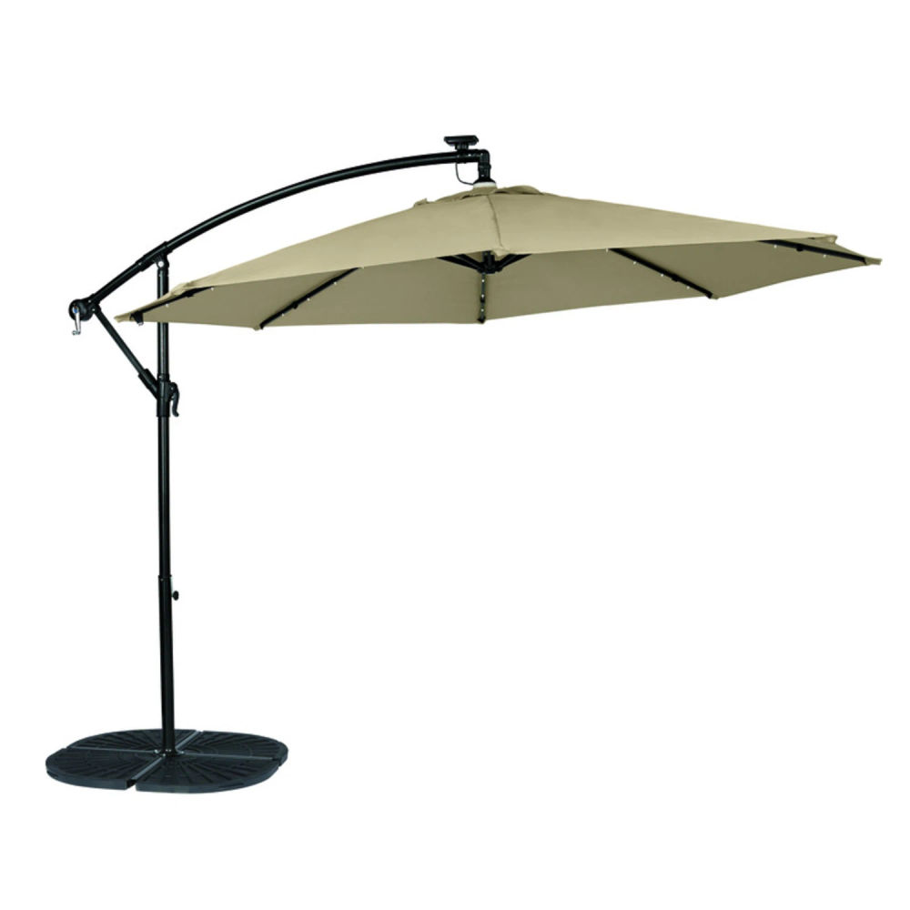 ace hardware patio umbrella with lights PURPLE LEAF 12ft Solar powered LED Outdoor Round Umbrellas Large Cantilever Umbrellas LED Windproof Offset Umbrella Heavy Duty Sun Umbrella for Garden Deck Pool Patio, Beige providing extensive shade coverage LAZZO 11 ft. Cantilever Patio