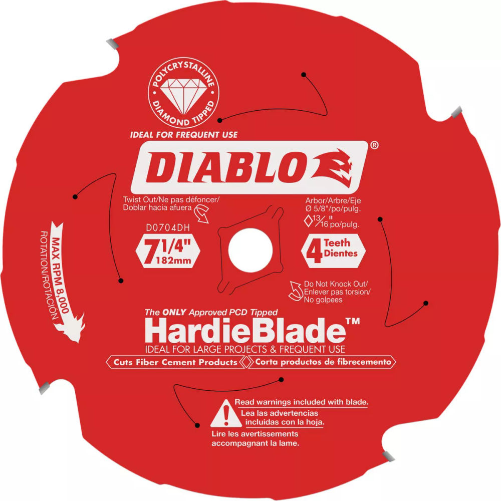 Metabo HPT Fiber Cement Circular Saw Blade – 7-1/4", 4-Tooth, Tungsten Carbide, PTFE Coating, Laser-Cut Slots, 115761M