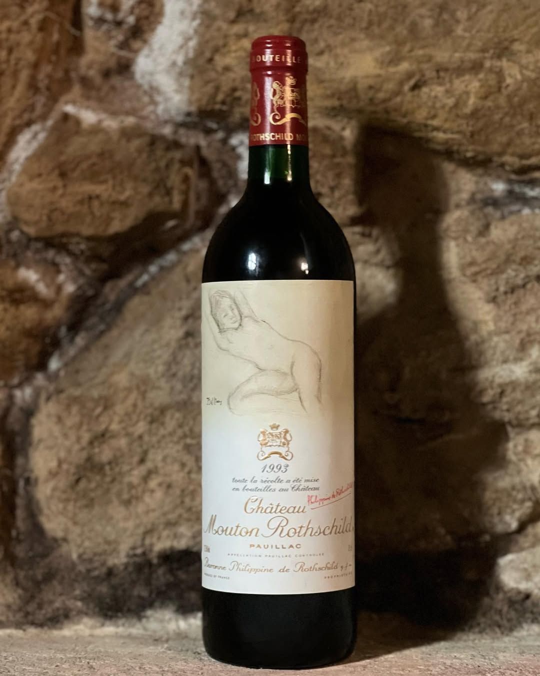 木桐酒莊 1993年 Balthus 酒標對比：完整版與美國空白版