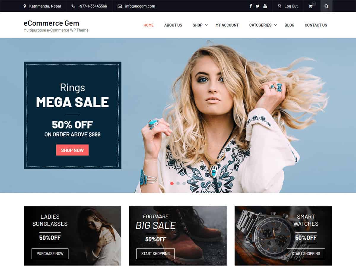eCommerce Gem – Best Free eCommerce WordPress Theme