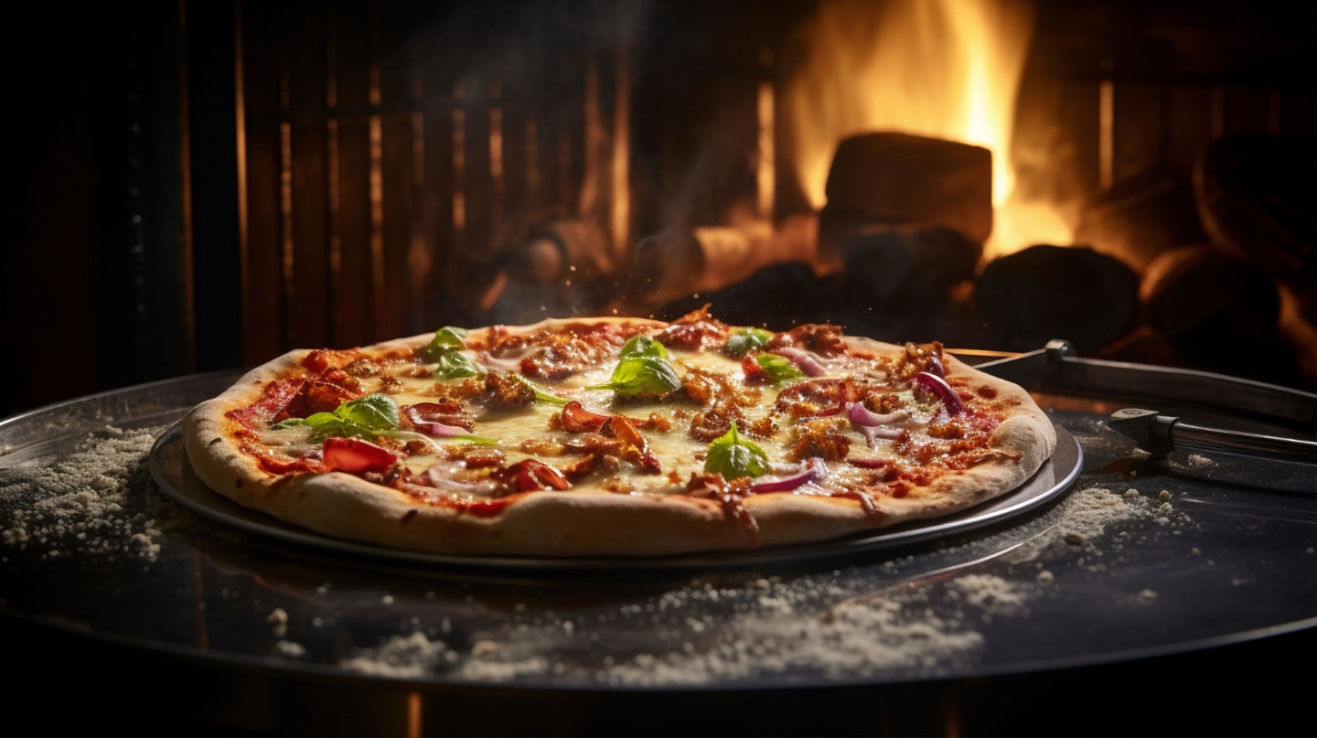 Pizza on fire