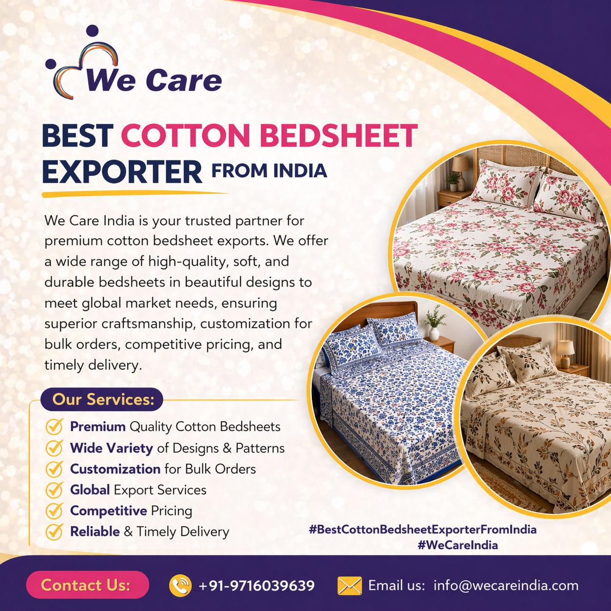 Best Cotton Bedsheet Exporter from India