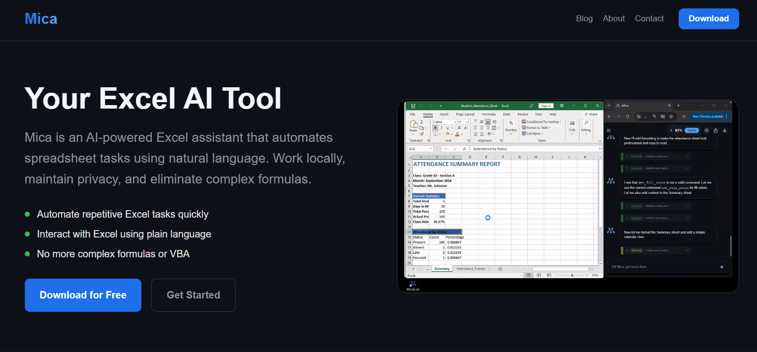 Mica – AI Excel Tool to Chat with Spreadsheets