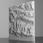 3D terrain model of Thompson Pass, Alaska showing snow-covered mountain ridges, deep valleys, and backcountry terrain shaped by high-resolution elevation data.