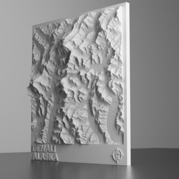 3d model stl of Denali Alaska using real-world terrain for 3d printing.