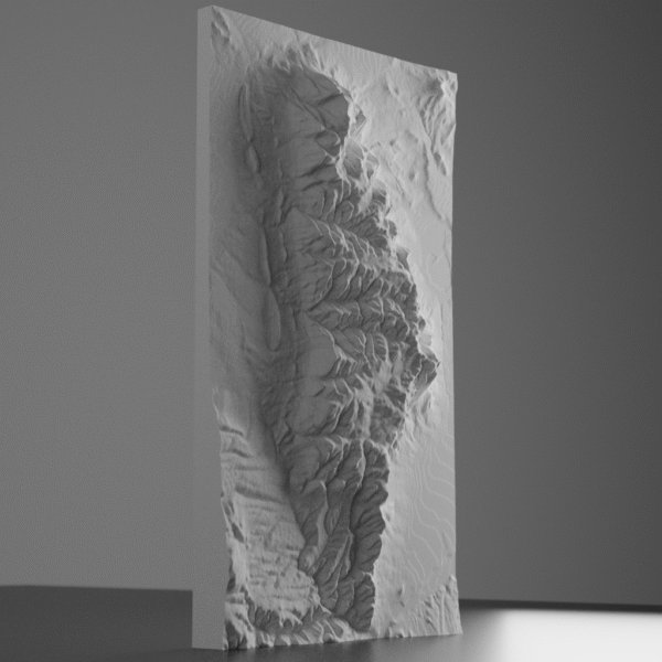 3D model of Sheep Mountain in Wyoming showing ridges, slopes, and surrounding terrain created from detailed elevation data.