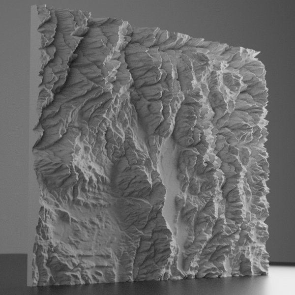 McCall Idaho and the surrounding mountains in 3D STL for 3D printing.