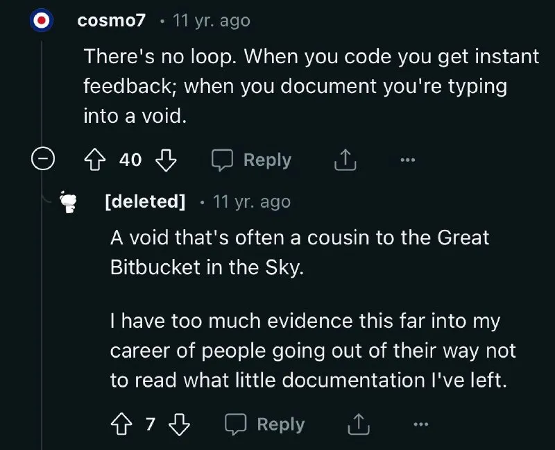 Really hit straight to my mind, undeniably one of the most truthful fact of mine, writing into a void every single time when documenting technically, not just a loop; an endless one. ^_^ #thought
