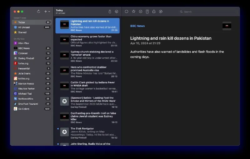 NetNewsWire, foremost one of the best possible RSS reader respectively designated and developed upon native Swift for the Apple Ecosystem with the aim on privacy, open-source, portability & content-centric, the simple slogan proclaimed by the developer by which,More news, less junk. Faster.Is a direct indication on the approach on the avoidance of the repugnant tradtional RSS reader with subscription and promotional ads, hence the creation of the software for a content-centric, mnimalstic methodology on feed absorption. The software project with its affiliates are completely open-sourced on GitHub, built for MacOS & iOS #dev #shareOfficial site: 