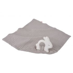 Kikadu Rabbit Rubber Toy with Silver Grey Towel