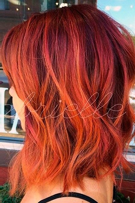 Red Hair with Orange Highlights