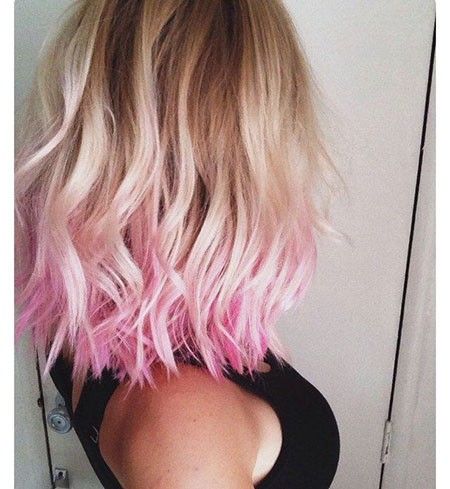 Wavy Hair with Pink Ends