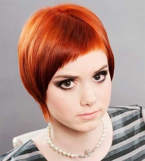 Layered Red Short Hair for Chubby Face