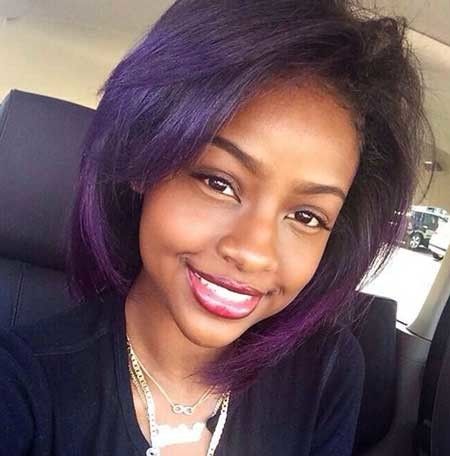 Purple Colored Layered Straight Hairstyle