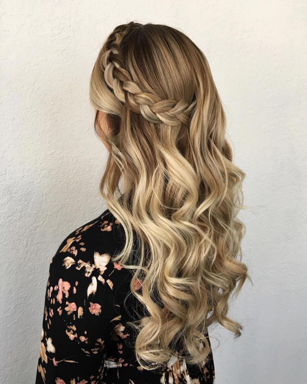 Side Braid with Waterfall Waves