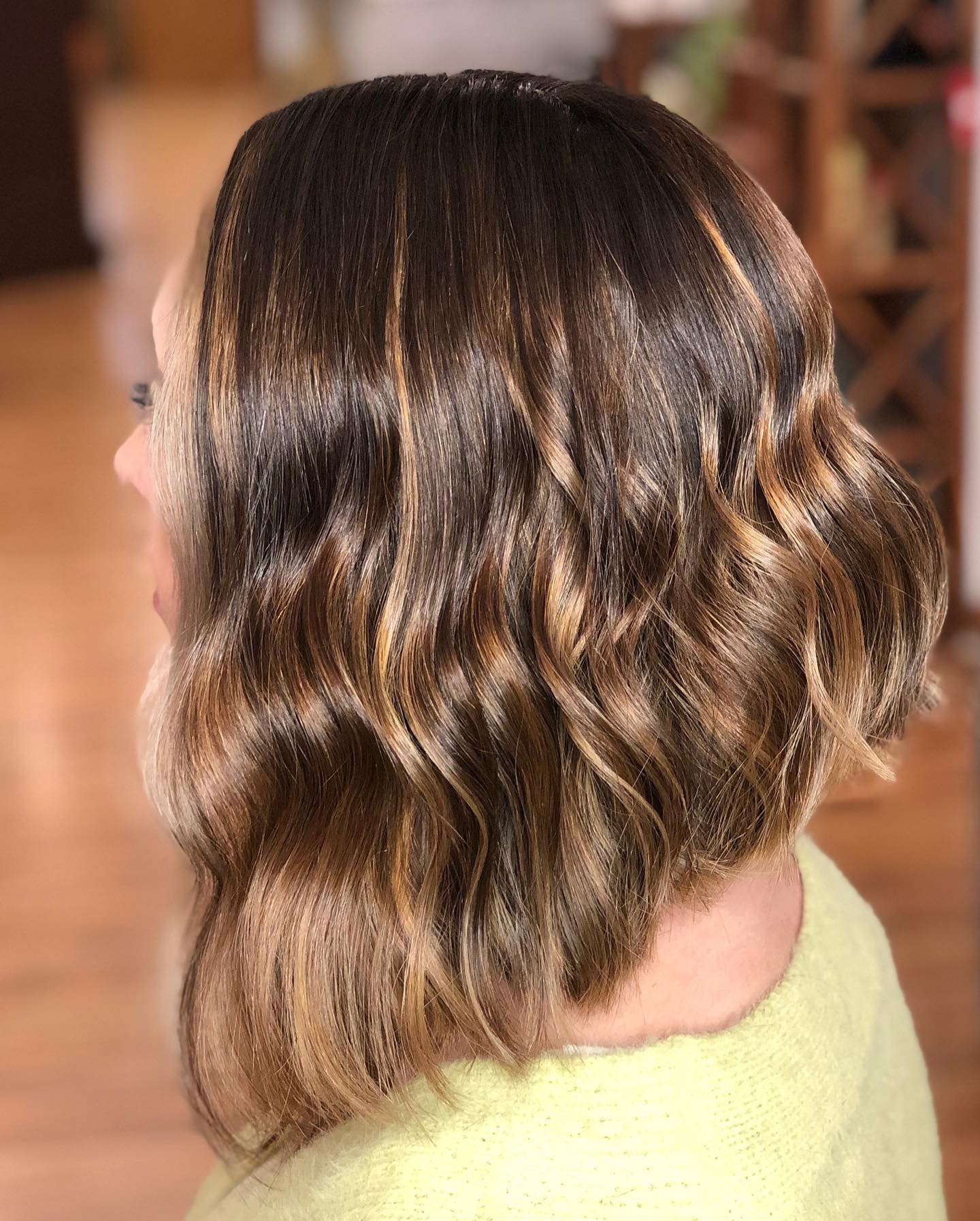 Brown Graduated Bob With Highlights